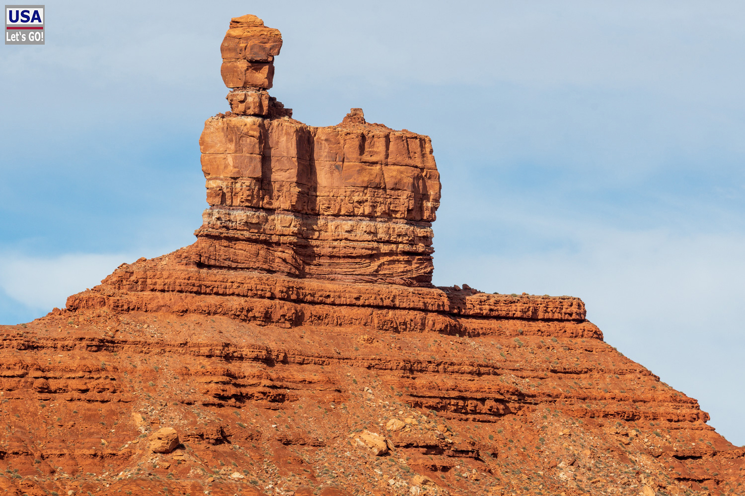 Nahaufnahme der Felsformation Lady in the Bathtub im Valley of the Gods